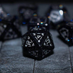 Dragon Shield Blue Sandstone (Silver Font) Gemstone DND Dice Set - Full Set And Free Dice Box
