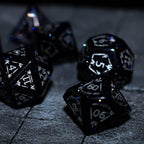 Dragon Shield Blue Sandstone (Silver Font) Gemstone DND Dice Set - Full Set And Free Dice Box