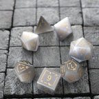Dragon Shield Gray Cats Eye Gemstone DND Dice Set - Full Set And Box
