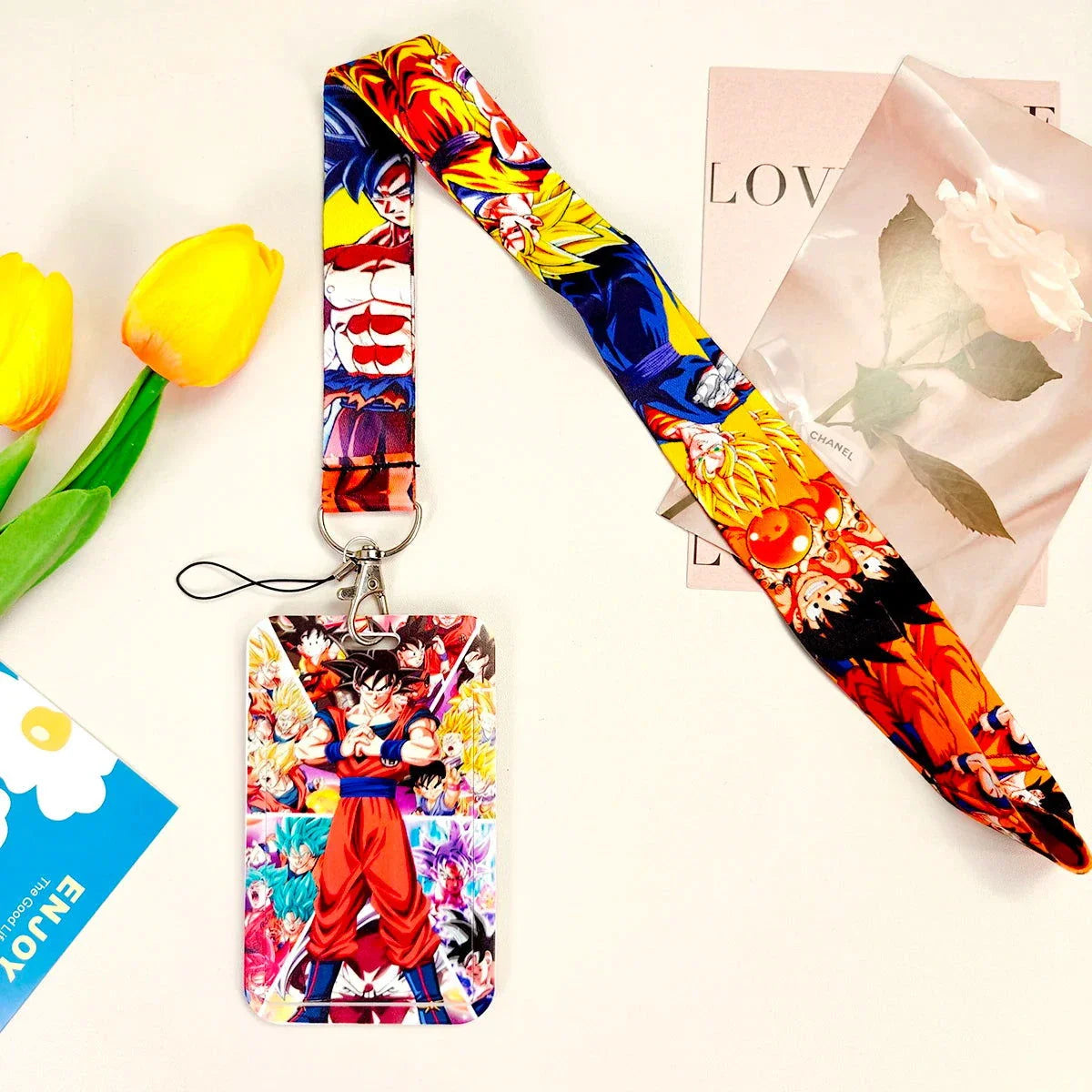 Dragon Ball Credential Holder Anime Lanyards Neck Strap For Card Badge Keychain Accessories