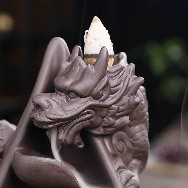 Dragon Cascading Ceramic Backflow Incense Burner - 