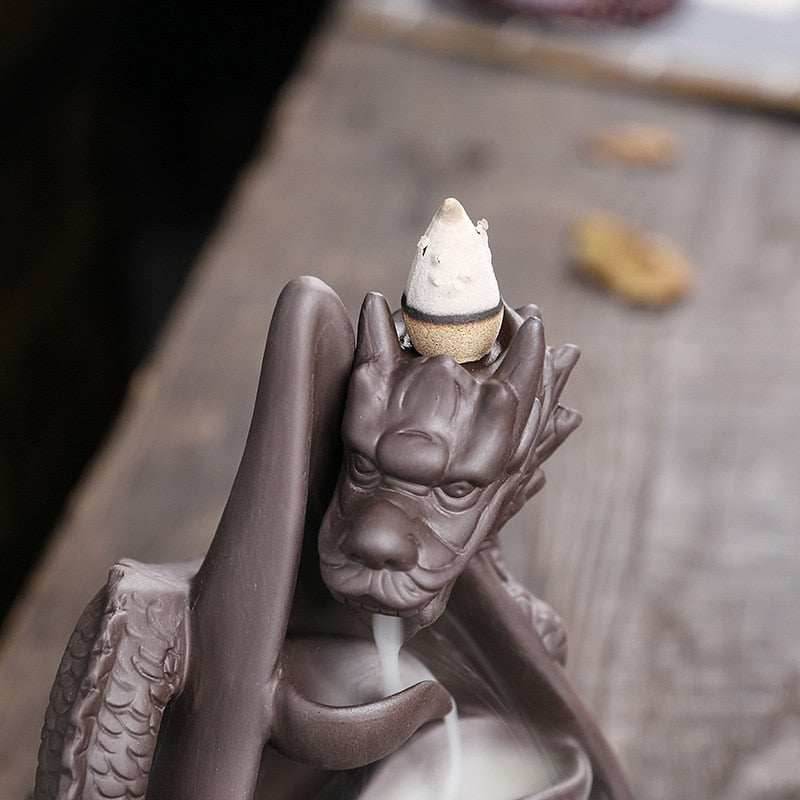 Dragon Cascading Ceramic Backflow Incense Burner - 