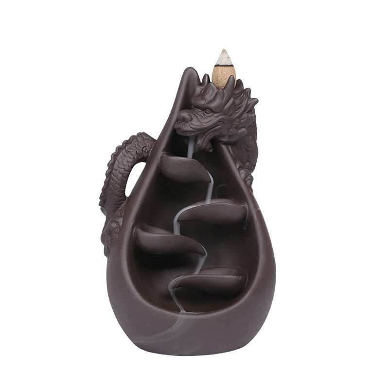 Dragon Cascading Ceramic Backflow Incense Burner - 
