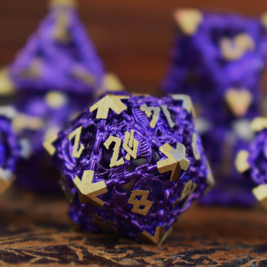 Dragon's Lair Hollow Metal Dice Set - Purple - 