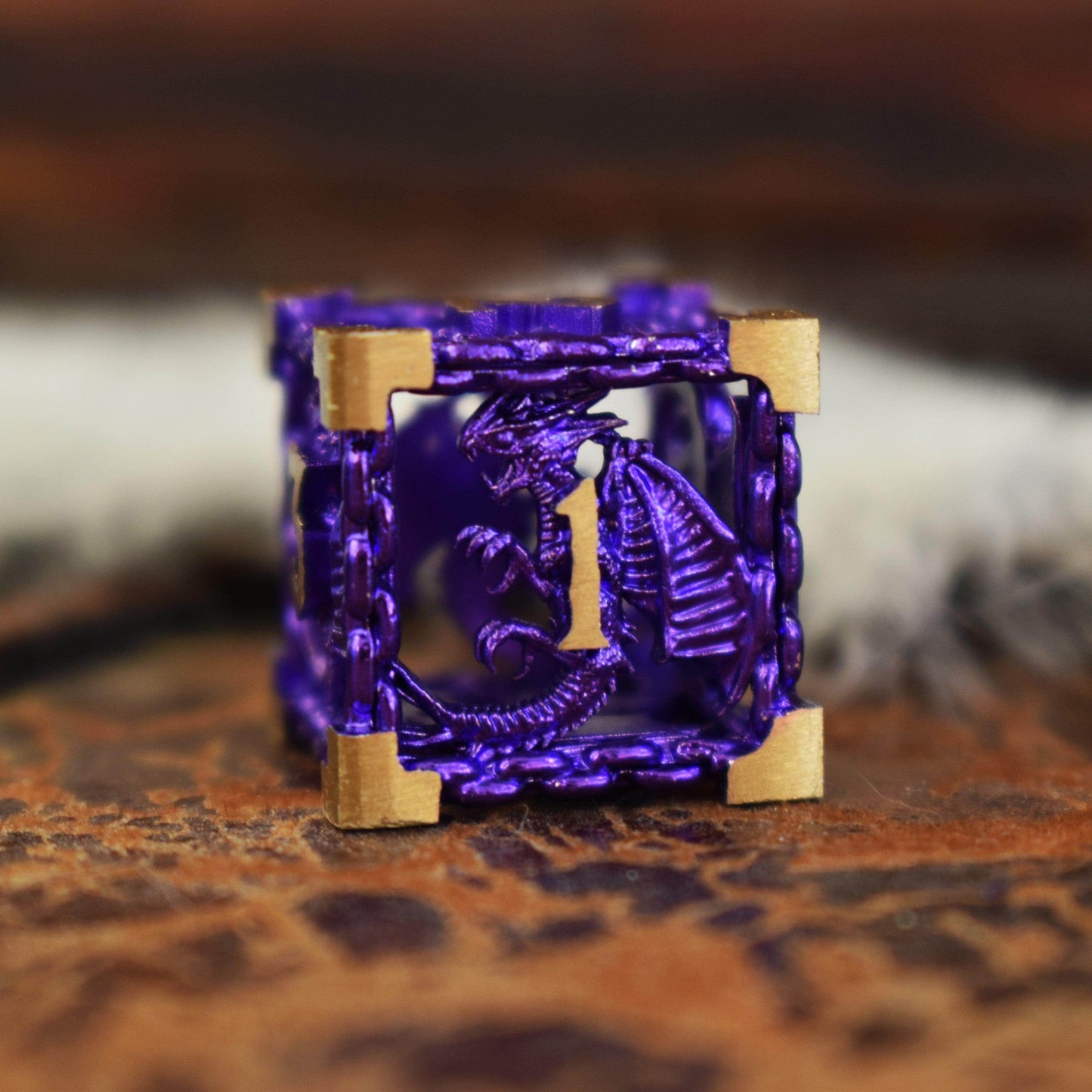 Dragon's Lair Hollow Metal Dice Set - Purple - 