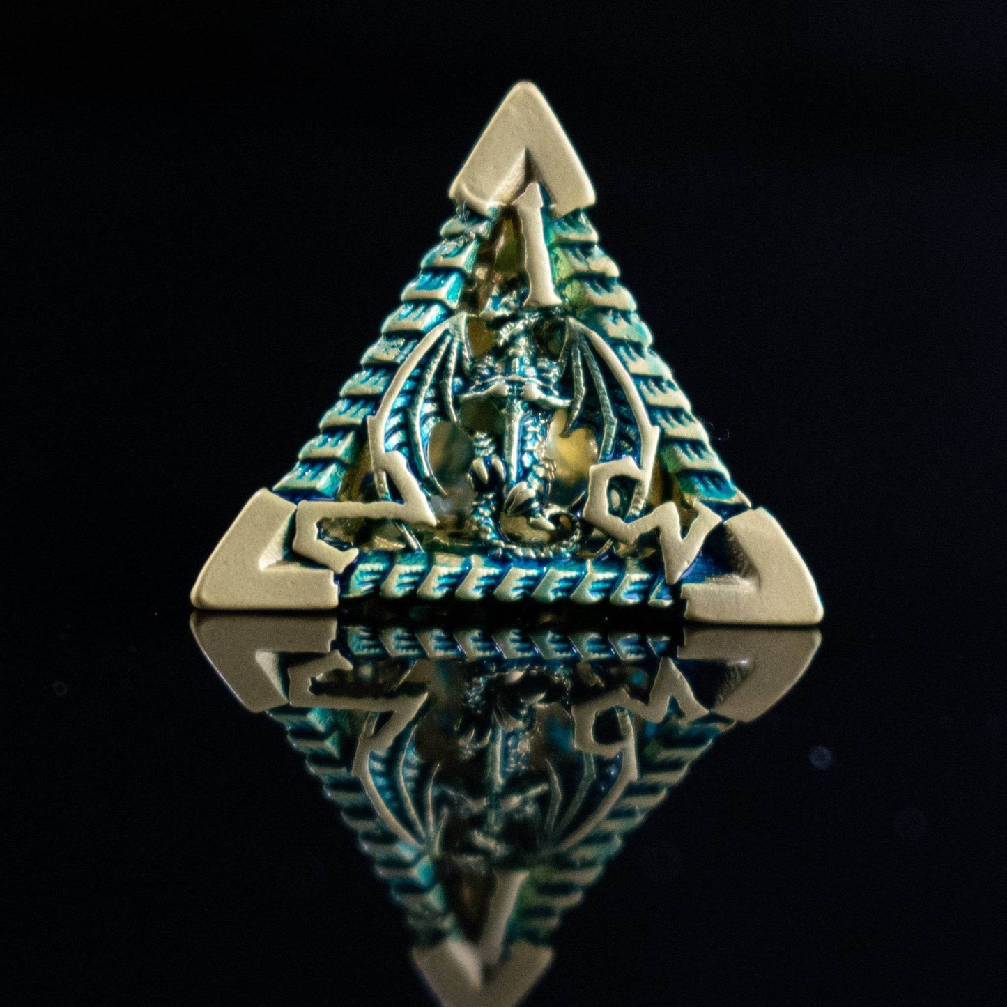 Dragonguard Hollow Metal Dice Set - Azure and Gold - 