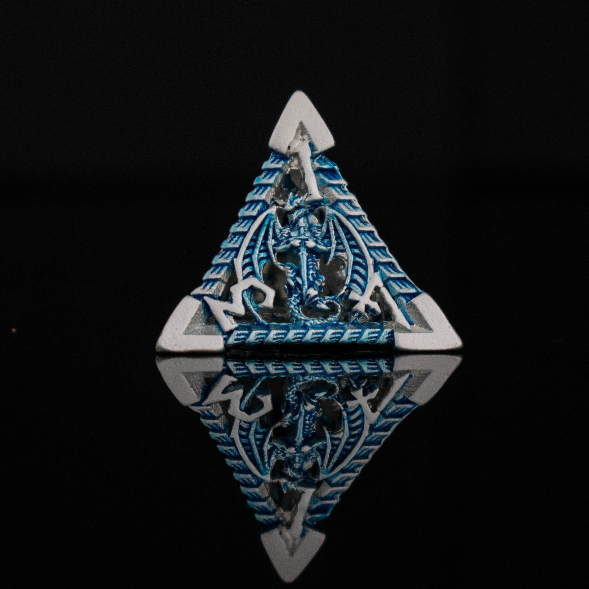 Dragonguard Hollow Metal Dice Set - Azure and Silver - 