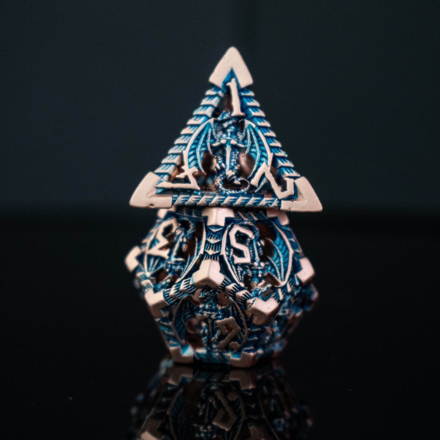 Dragonguard Hollow Metal Dice Set - Cobalt and Bronze - 