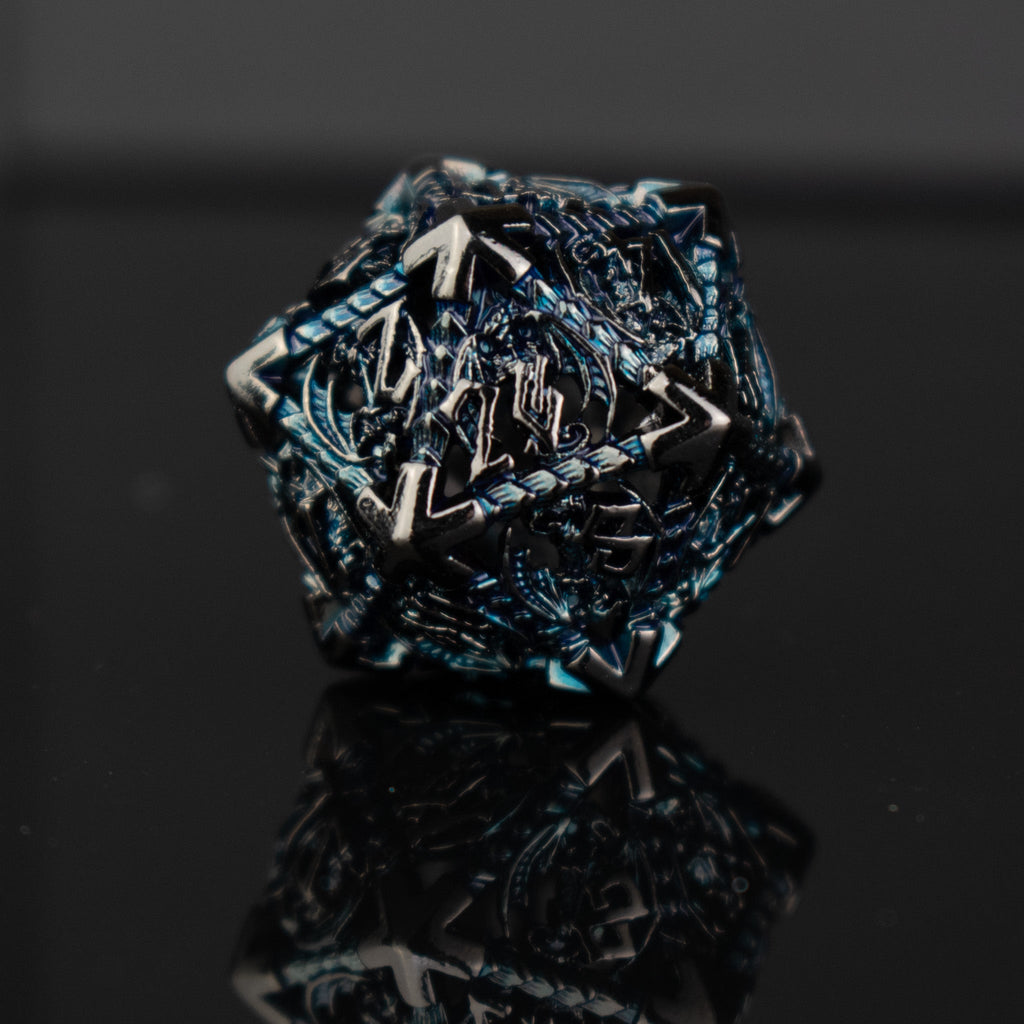 Dragonguard Hollow Metal Dice Set - Cobalt and Shadow