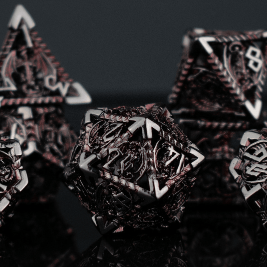 Dragonguard Hollow Metal Dice Set - Crimson and Shadow - 