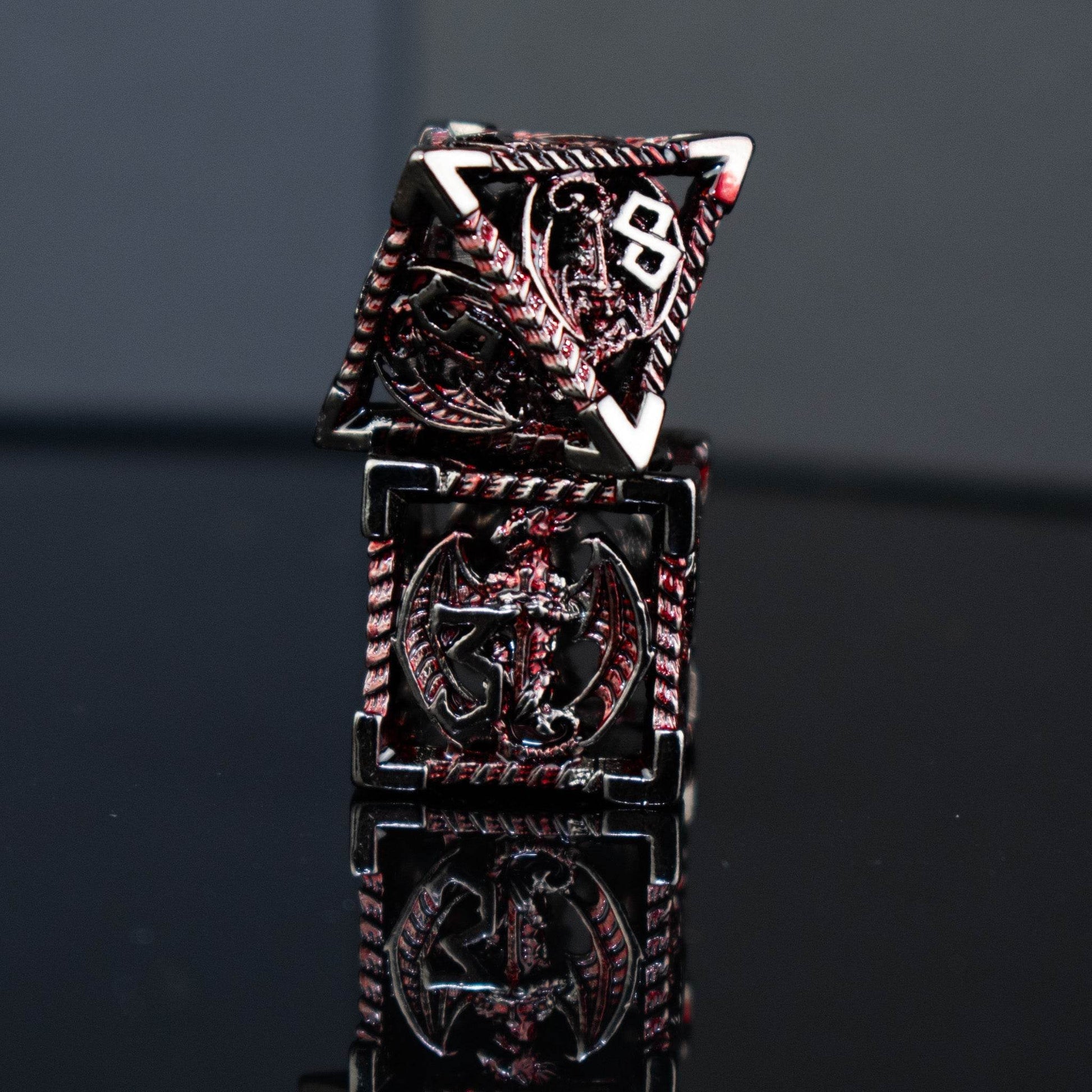 Dragonguard Hollow Metal Dice Set - Crimson and Shadow - 