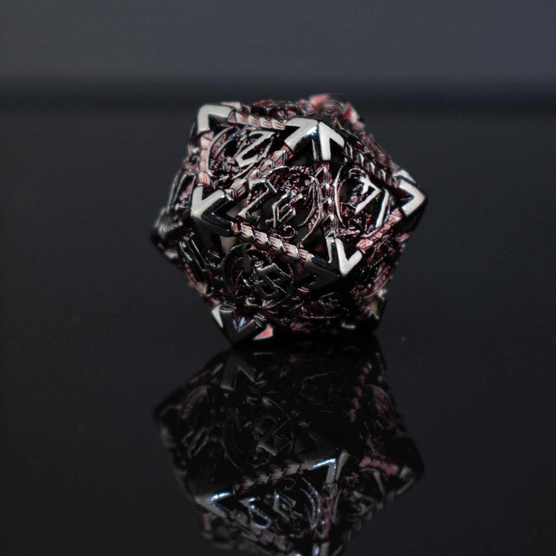 Dragonguard Hollow Metal Dice Set - Crimson and Shadow - 