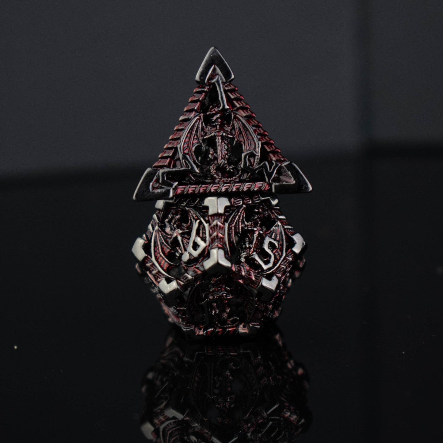 Dragonguard Hollow Metal Dice Set - Crimson and Shadow - 