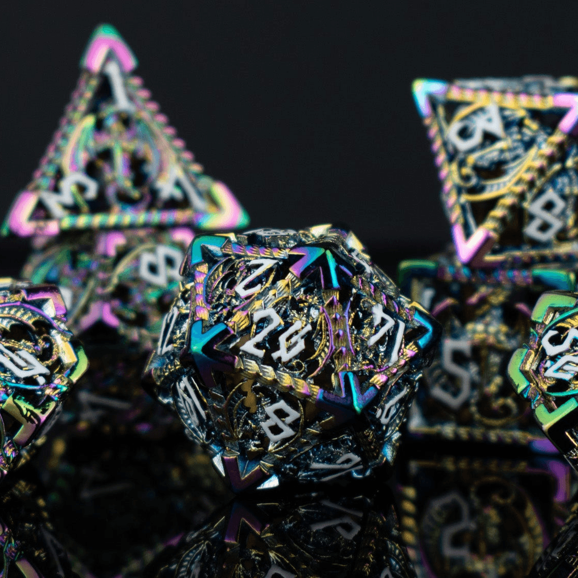 Dragonguard Hollow Metal Dice Set - Iridescent - 