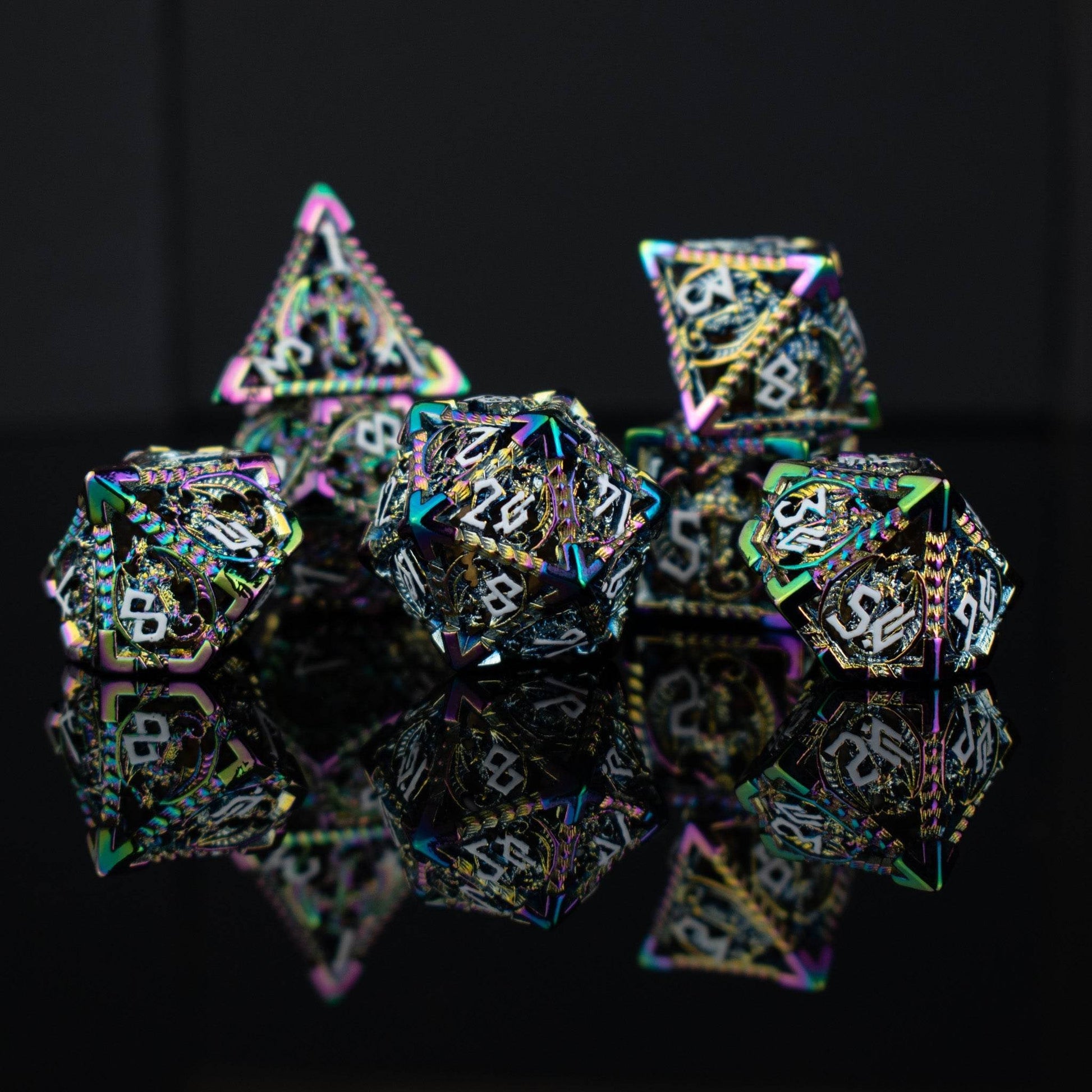 Dragonguard Hollow Metal Dice Set - Iridescent - 