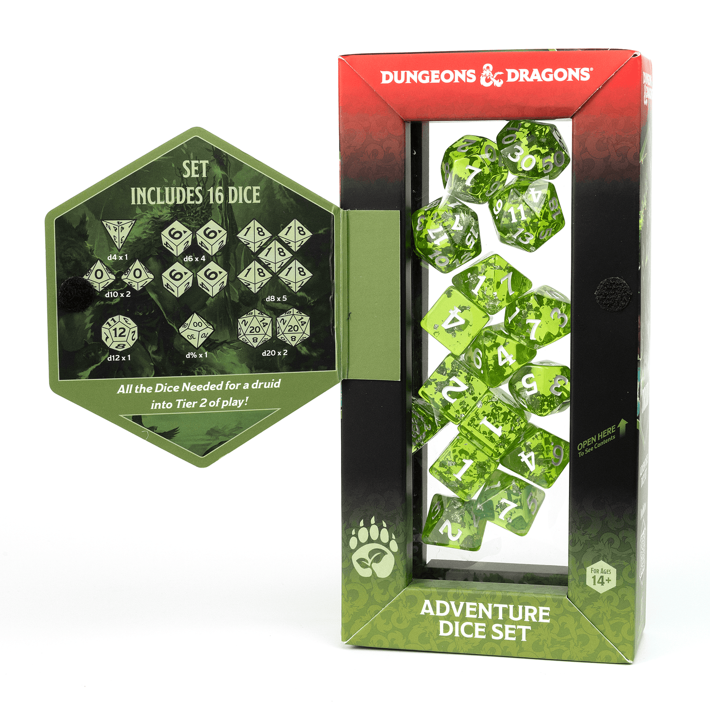 D&D Adventure Dice Set - Druid Edition | Green 15pc Collection - 