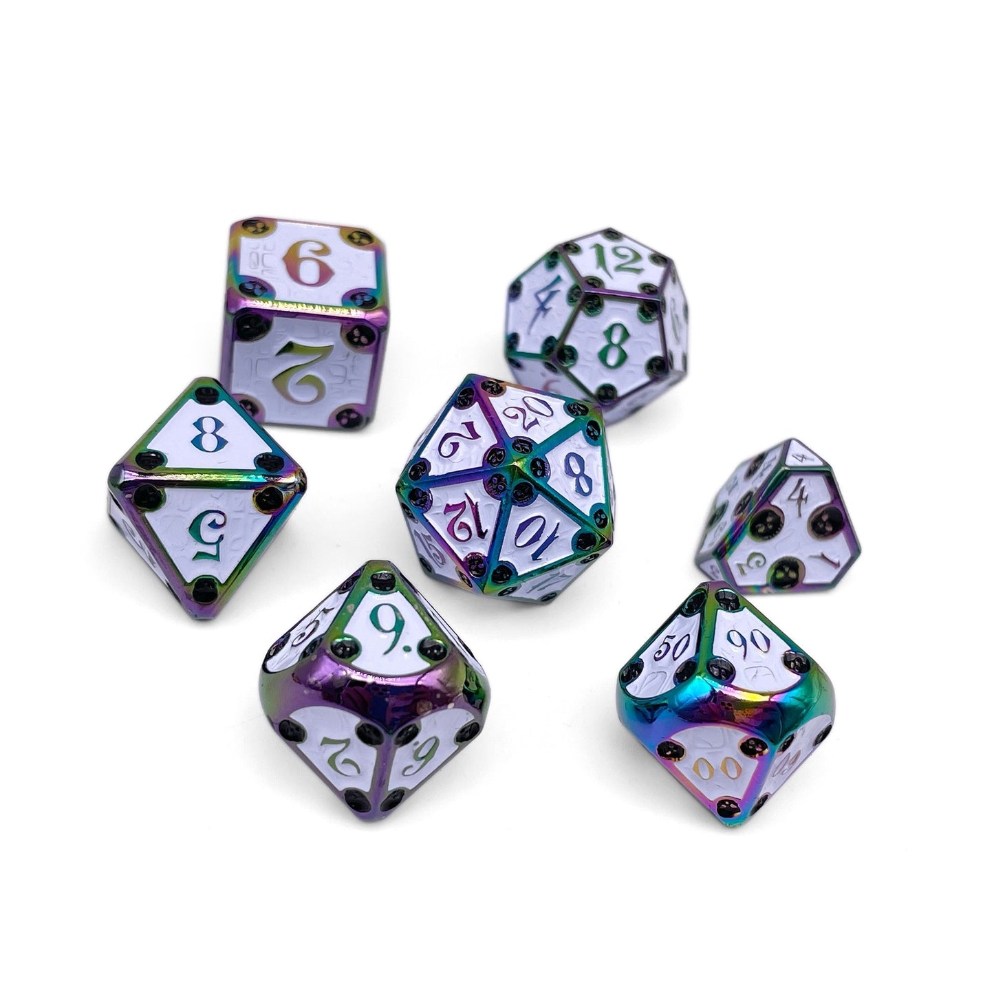 Dungeon Delve - Bone Yard 7 Piece RPG set Alloy Metal Dice