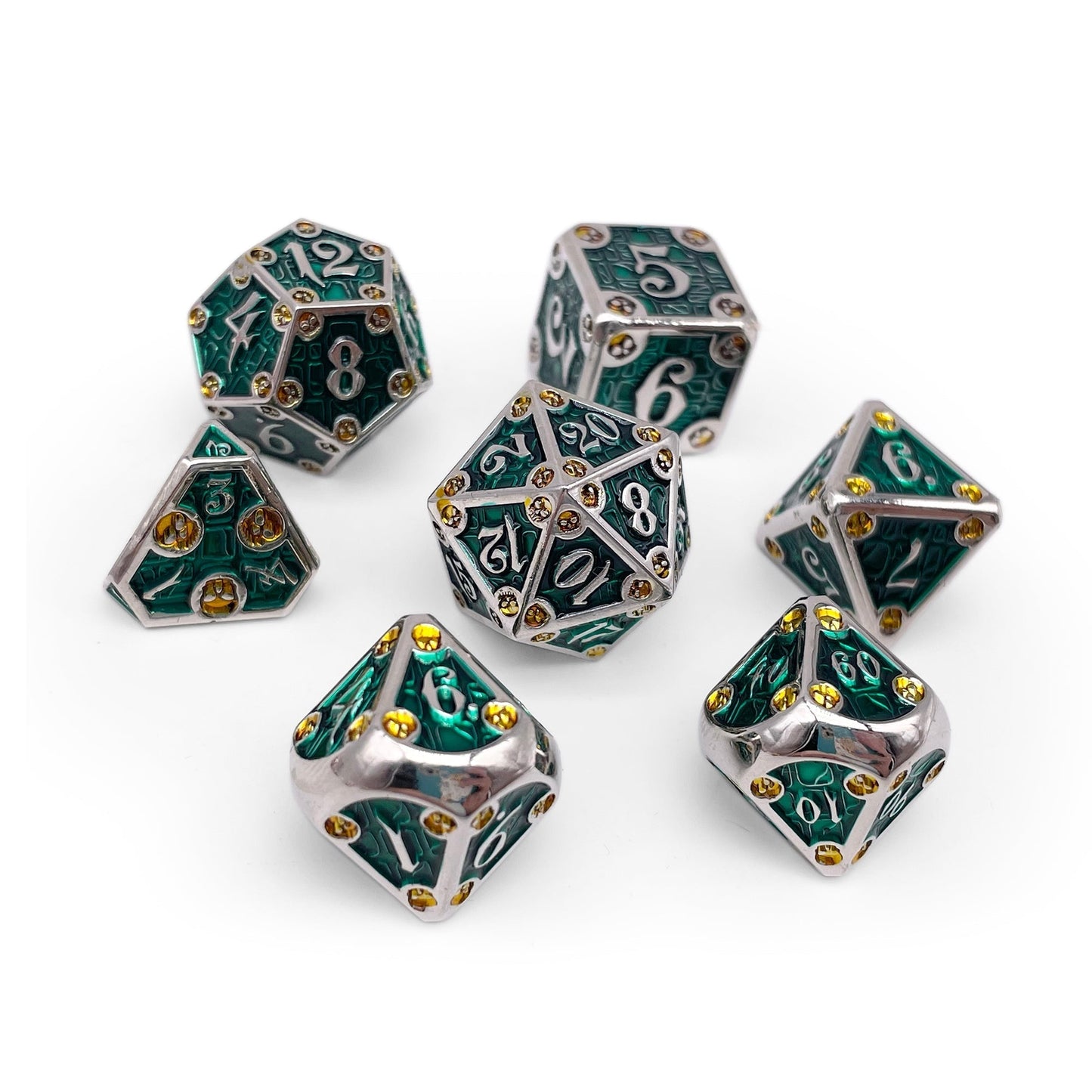 Dungeon Delve - Trickster 7 Piece RPG set Alloy Metal Dice