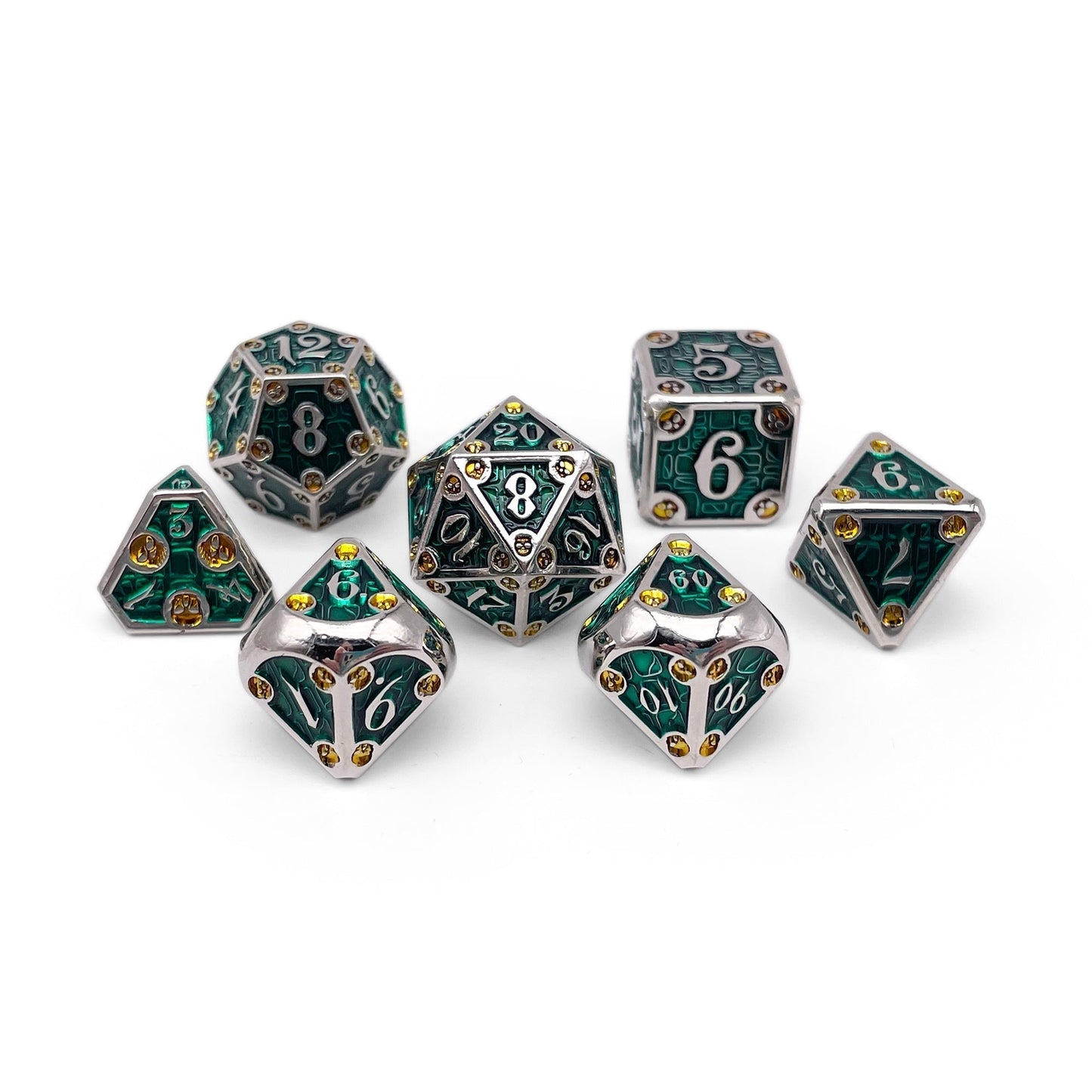 Dungeon Delve - Trickster 7 Piece RPG set Alloy Metal Dice
