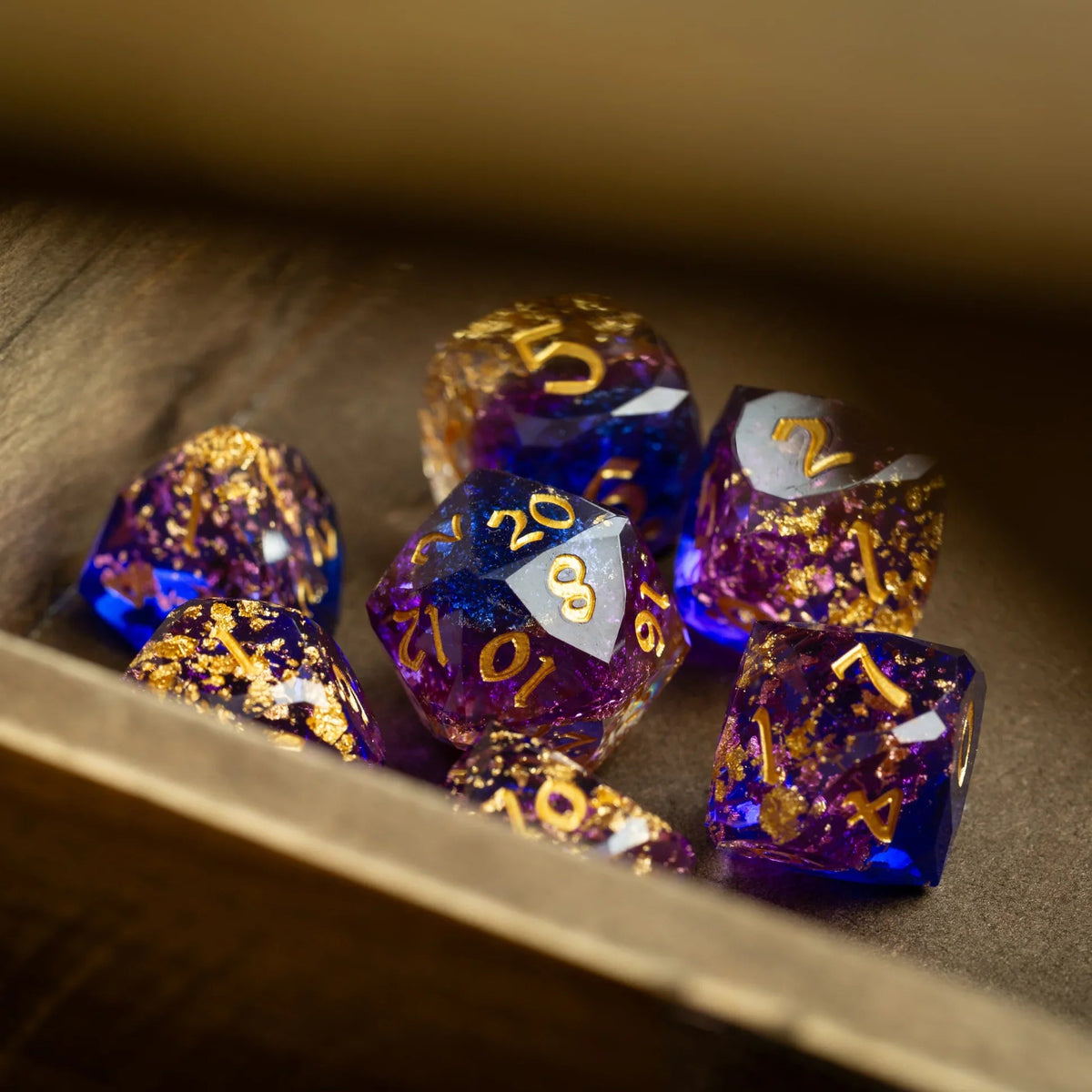 Dwarf Cut Arcane Nebula Handmade Resin DND Dice Set