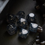 Dwarf Cut Smoky Midnight Handmade Resin DND Dice Set