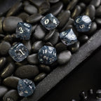 Dwarf Cut Smoky Midnight Handmade Resin DND Dice Set