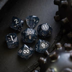 Dwarf Cut Smoky Midnight Handmade Resin DND Dice Set