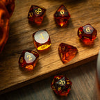 Dwarf Cut Gold Gemstone Glass Premium DND Dice Set