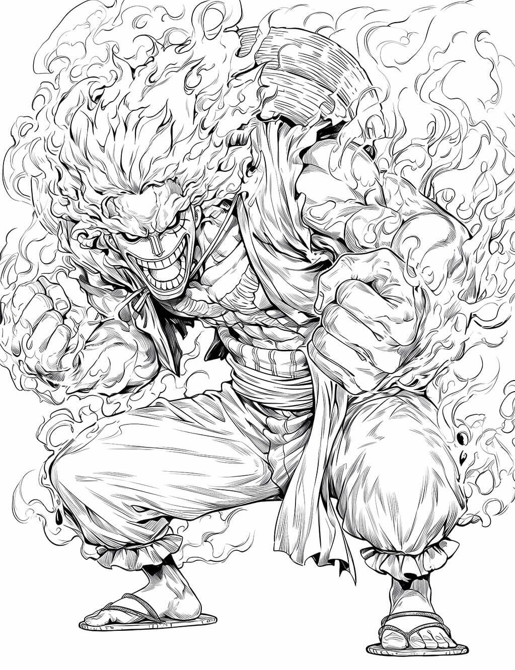 Dynamic One Piece Character Coloring Page – Unleash Your Creativity