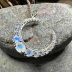 Moonstone Crescent Moon Necklace