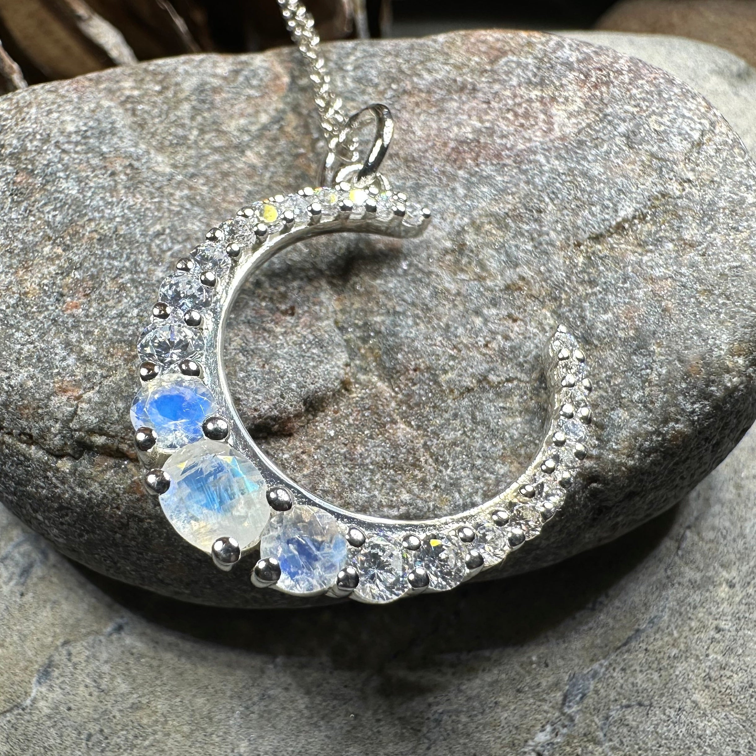 Moonstone Crescent Moon Necklace