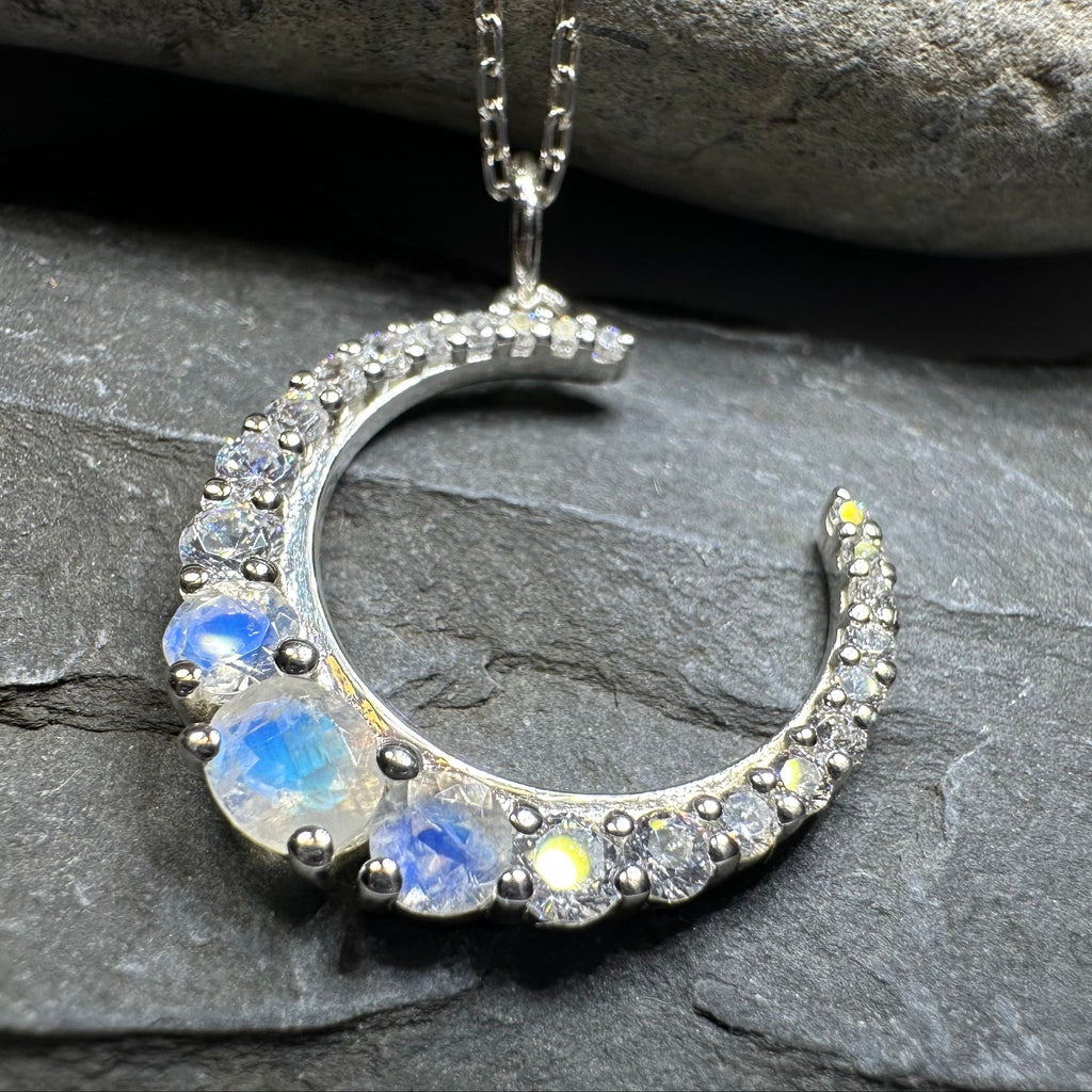 Moonstone Crescent Moon Necklace