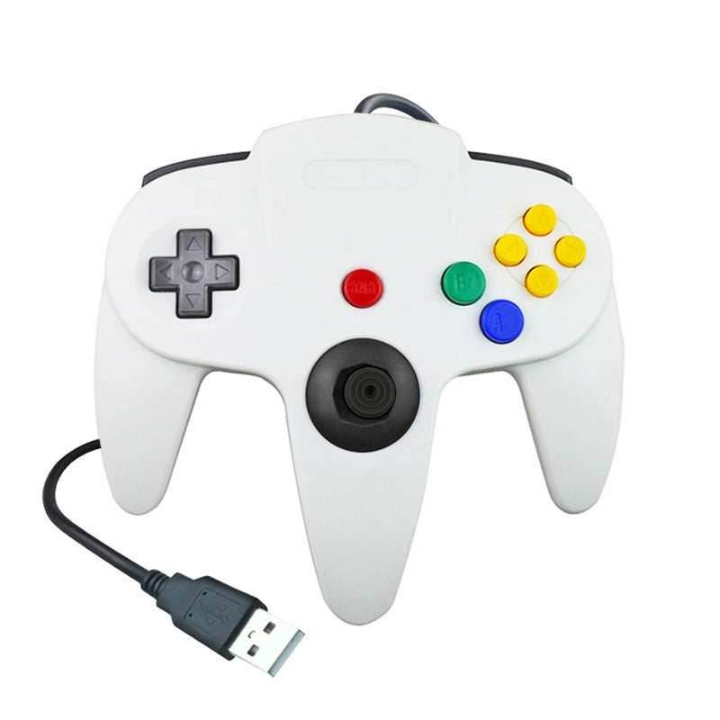 N64 USB wired game controller N64 appearance PC controller retro classic game console appearance controller - white