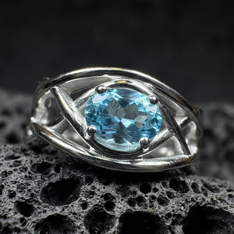 Blue Topaz Celtic Knot Ring