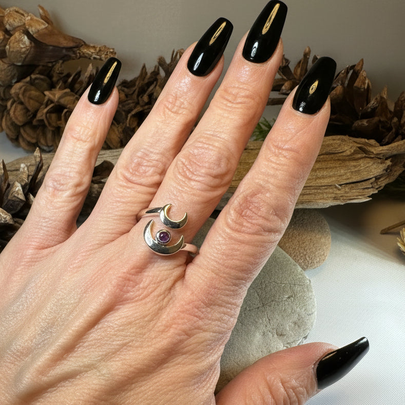 Double Crescent Moon Ring