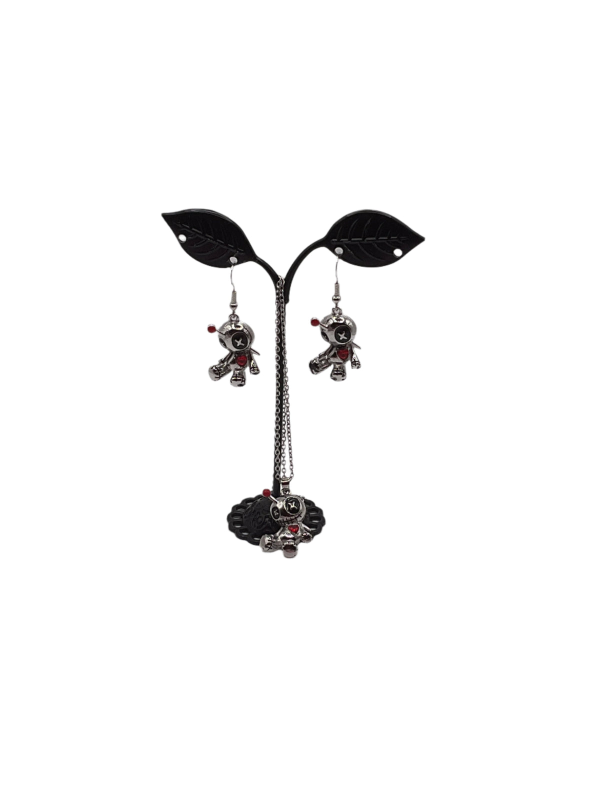 Voo Doo Doll Earrings and Necklace Set