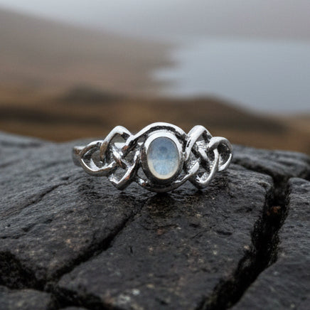 Celeste Celtic Knot Moonstone Ring