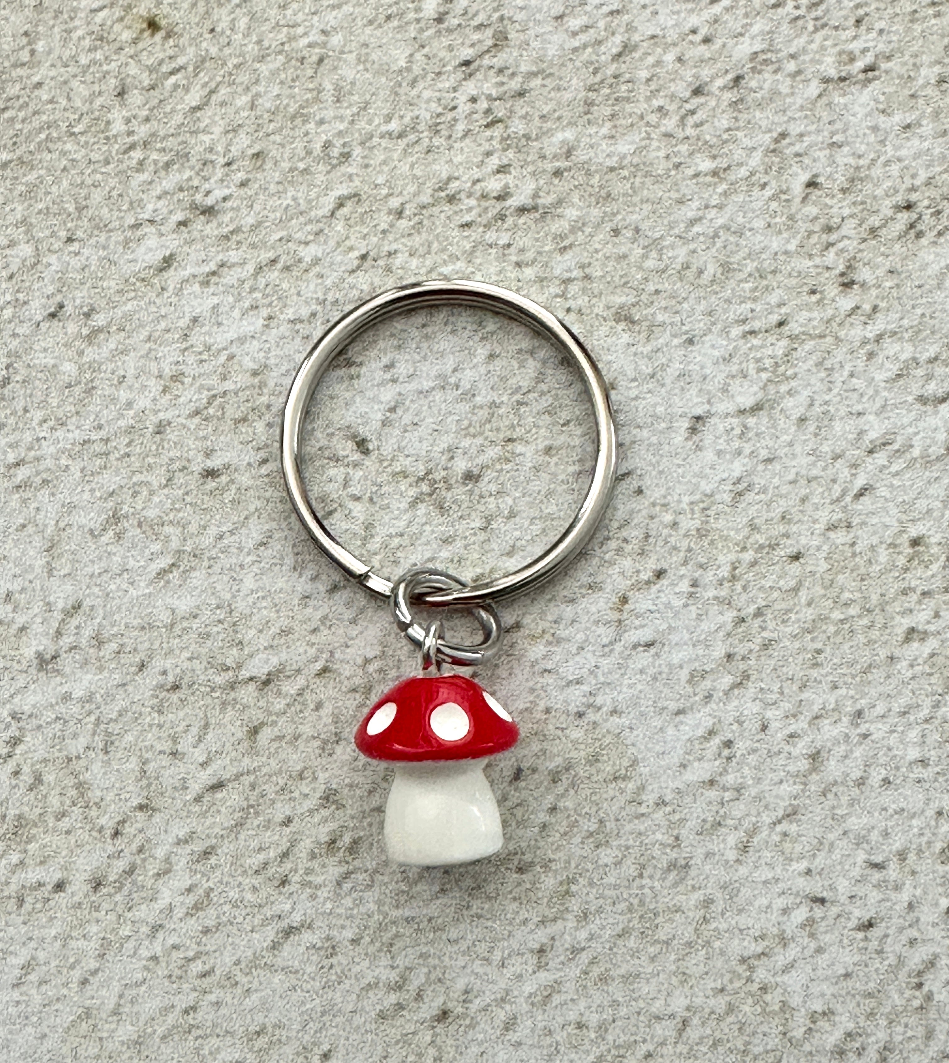 Red Mushroom Cottagecore Zipper Pull Bag Charm Keychain