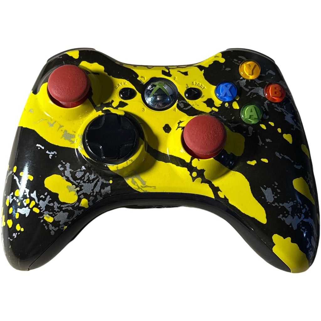 Xbox 360 Wireless Official-Controller - Xbox 360 - Modded Yellow-Black-Silver & Gold (Right Middle Finger Button on Back)