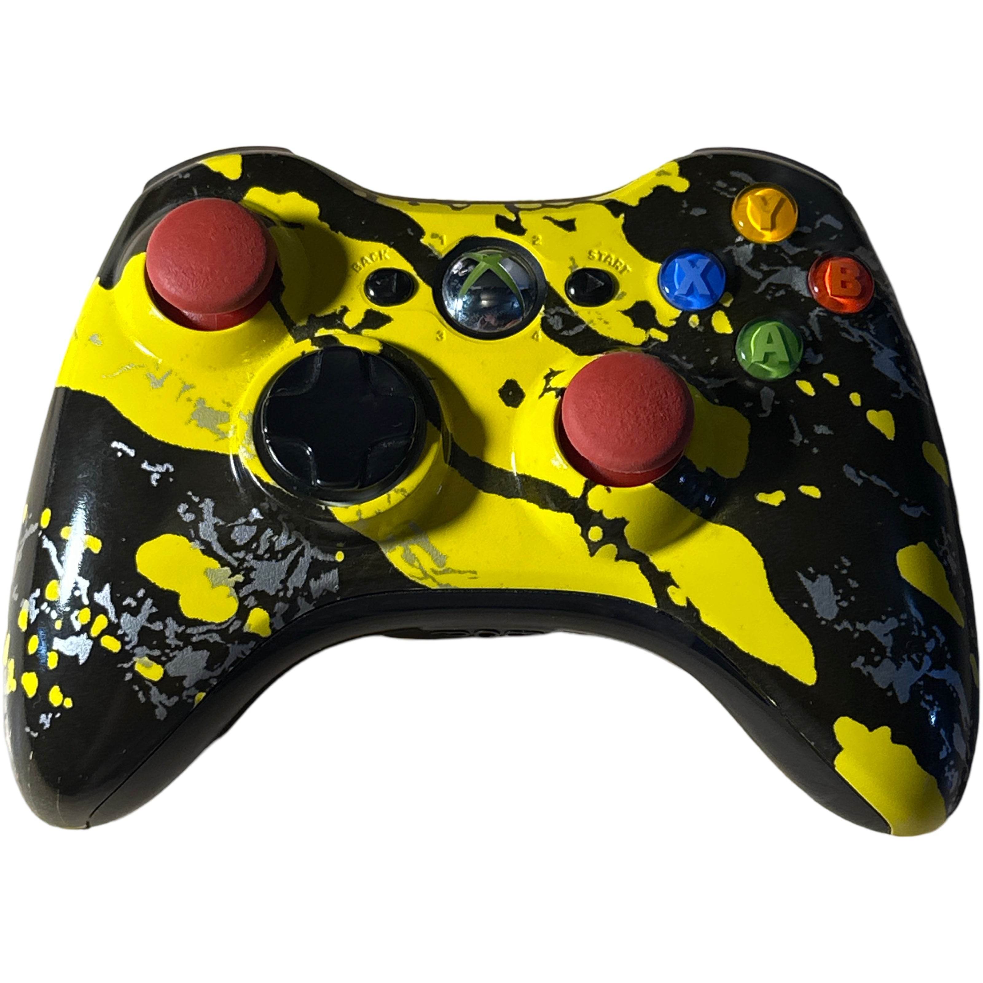 Xbox 360 Wireless Official-Controller - Xbox 360 - Modded Yellow-Black-Silver & Gold (Right Middle Finger Button on Back)