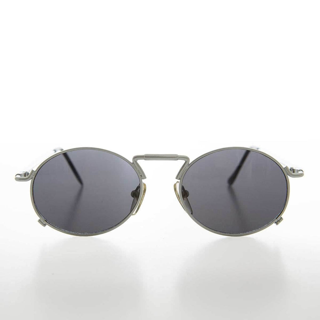 Metal Industrial Steampunk Vintage Sunglass - Eben - Silver / Gray Lens