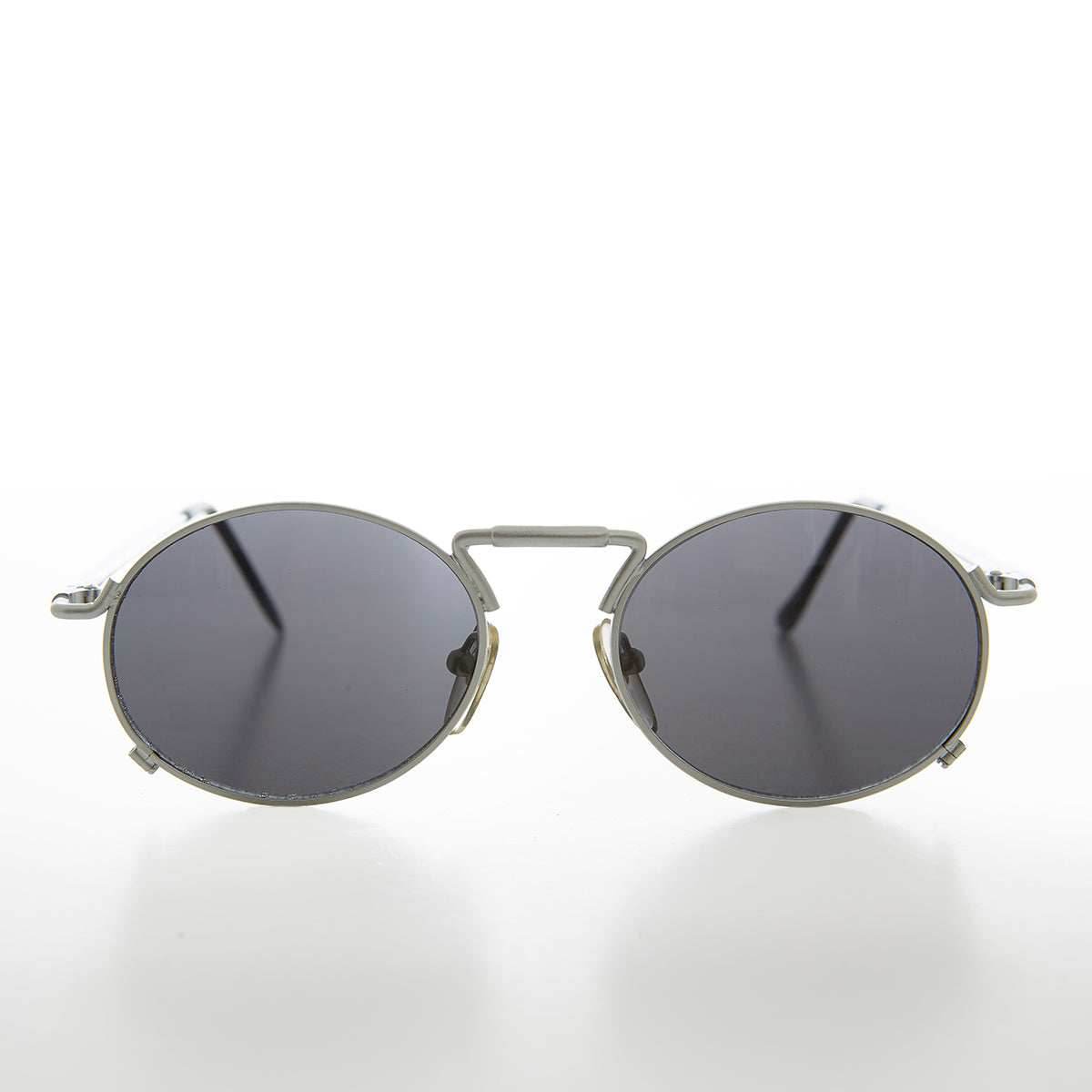 Metal Industrial Steampunk Vintage Sunglass - Eben - Silver / Gray Lens
