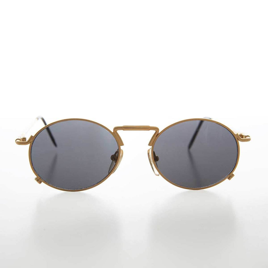 Metal Industrial Steampunk Vintage Sunglass - Eben - Gold / Gray Lens