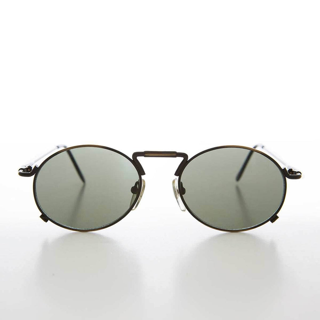 Metal Industrial Steampunk Vintage Sunglass - Eben - Bronze / Green Lens