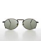 Metal Industrial Steampunk Vintage Sunglass - Eben - Bronze / Green Lens