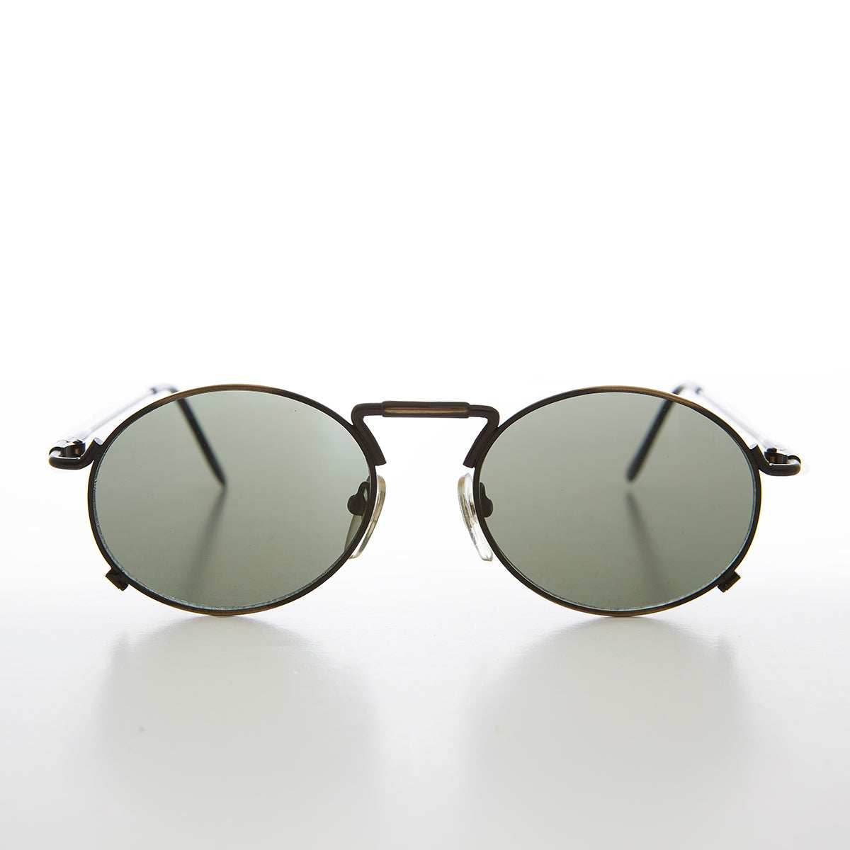 Metal Industrial Steampunk Vintage Sunglass - Eben - Bronze / Green Lens