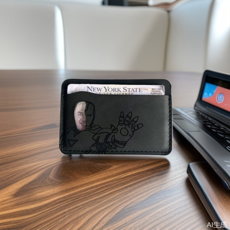 Men's Wallet Card Holder Multi-Card Slot Cross-border Hero Team Iron Man ID Character Cutout Compact Style