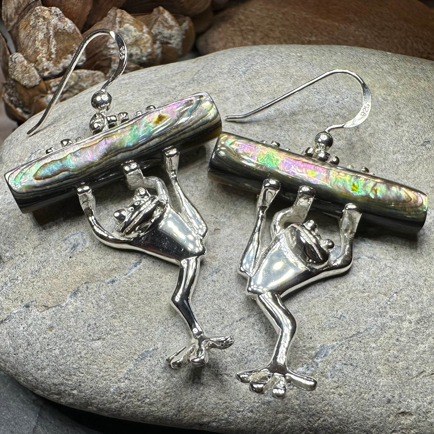 Abalone Frog Earrings - 