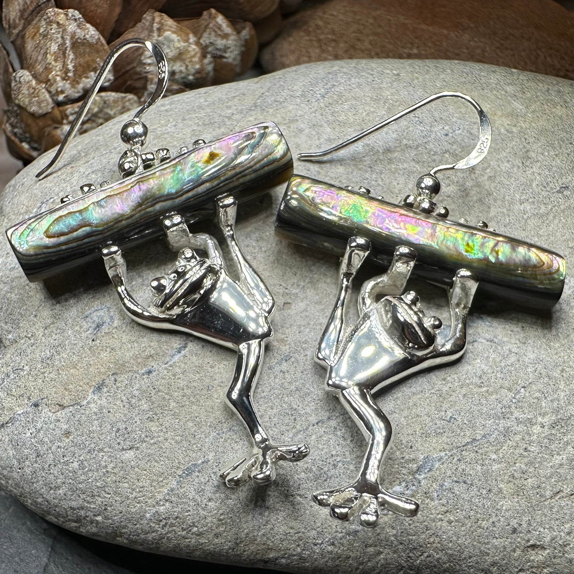 Abalone Frog Earrings - 
