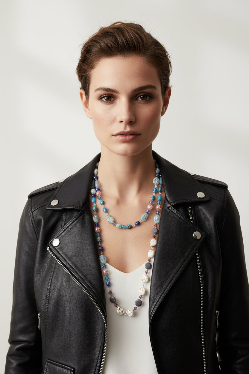 Sugar Skull Dreaming Long Beaded Necklace